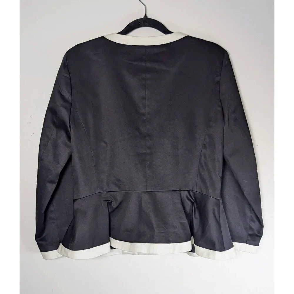 Valerie Bertinelli Black White Peplum Lady Jacket Heritage Prep Blazer Academia